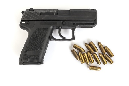 gun with bullets with white background
