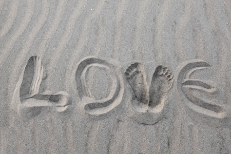 love written in the sandの写真素材