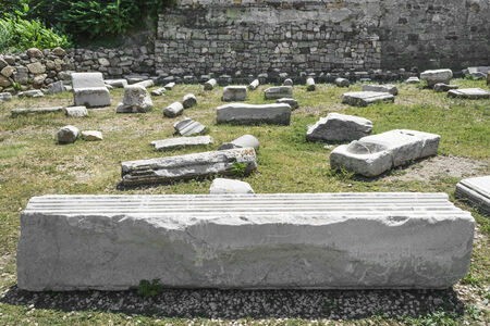 Departments columns in the Byzantine castle of Enez, Turkeyの写真素材
