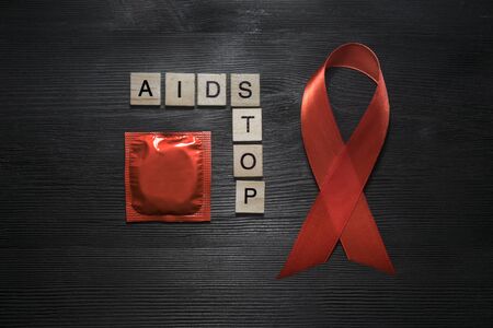 Stop aids concept on black backgroundの写真素材
