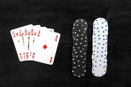 Playing cards isolated on black background, Royal Flush