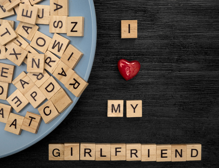Wooden letters spelling I love my girlfriendの写真素材