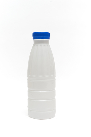 milk plastic bottle isolated on black backgroundの写真素材