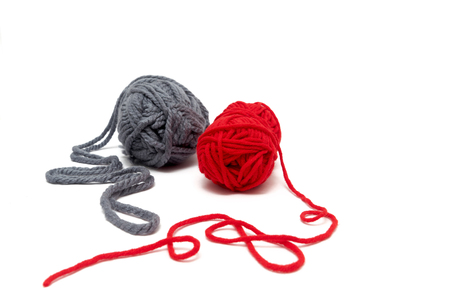 Balls of yarn isolated on white backgroundの写真素材