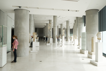 ATHENS, GREECE - FEBRUARY 25, 2016: Interior view of the new Acropolis museum in Athens.のeditorial素材
