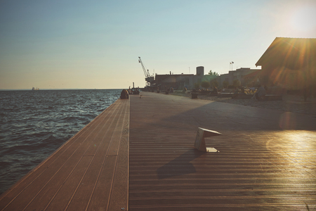 The waterfront of Thessaloniki, Greece, on a sunny dayの写真素材