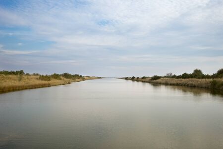 Landscape of the delta of river Evros, Greeceの写真素材