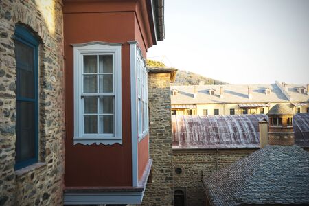 Part of a monastery on Mount Athos, Greeceの写真素材