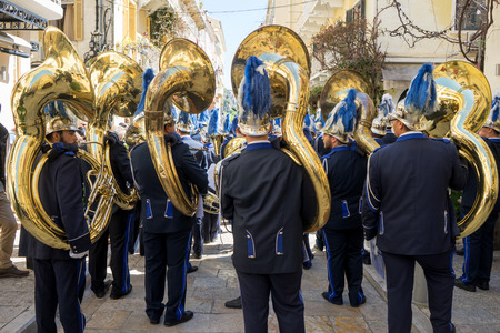 CORFU, GREECE - APRIL 30, 2016: The procession with the relics of the patron saint of Corfu, Saint...