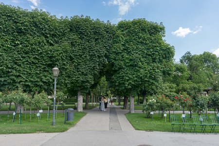 VIENNA, AUSTRIA, JULY 2017: Volksgarten or People Garden in Vienna, Austria.のeditorial素材