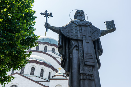 Sculpture of Saint Sava on Belgrade, Servia.の写真素材