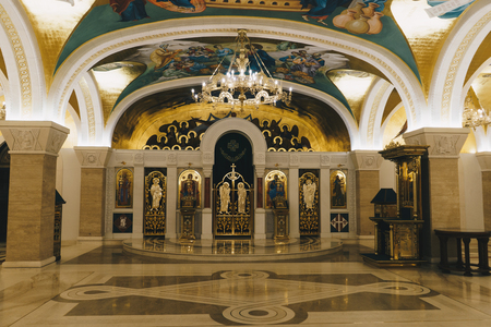 Interior of the Saint Sava cathedral in Belgrade, Serbiaのeditorial素材