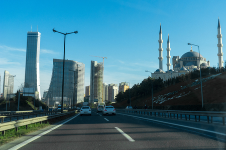 ISTANBUL, TURKEY - December 13, 2017: Atasehir finance center. Istanbul, Turkey のeditorial素材