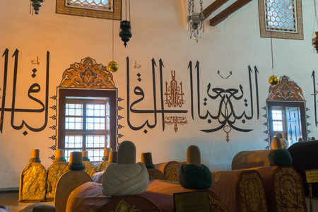 Konya, Turkey - December 15, 2017: Tombs at Mevlana museum in Konya.のeditorial素材