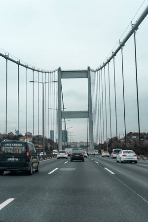 ISTANBUL, TURKEY - December 13, 2017: Bosphorus Bridge in Istanbul, Turkeyのeditorial素材
