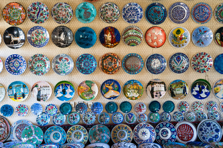 Colorful ceramic souvenirs in the wall, Konya - Turkeyのeditorial素材