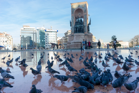 Taksim square , Istanbul, Turkey - December 13, 2017: Monument of Independence in Taxim-Istanbulのeditorial素材