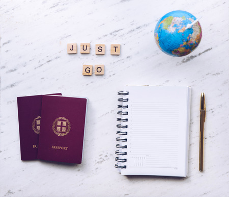 Just go words made from wooden letters. Travel conceptの写真素材