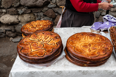 Armenian round gata cakesの写真素材
