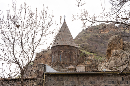 Geghardavank or Geghard monastic complex is Orthodox Christian monastery, Armenia. Travel concept.の写真素材