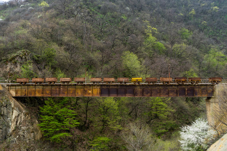 Old train of the mines of Akhtala, Armeniaの写真素材