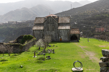 View of the beautiful cathedral of ancient armenian monastery Akhtalaの写真素材