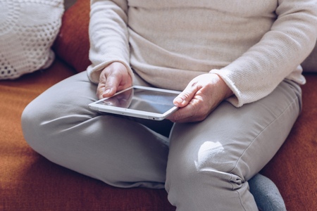 Senior woman using tabletの写真素材