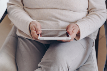 Senior woman using tabletの写真素材