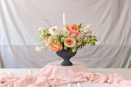Still life with a beautiful bouquet of flowersの写真素材