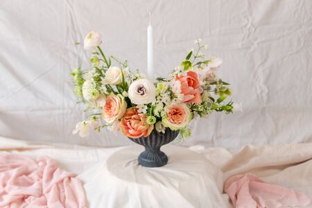 Still life with a beautiful bouquet of flowersの写真素材