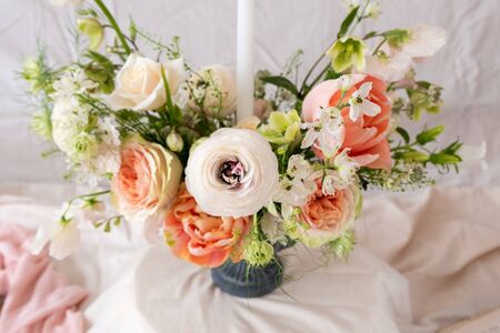 Still life with a beautiful bouquet of flowersの写真素材
