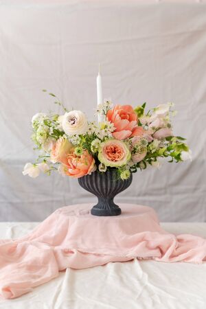 Still life with a beautiful bouquet of flowersの写真素材