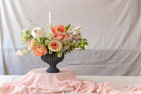 Still life with a beautiful bouquet of flowersの写真素材