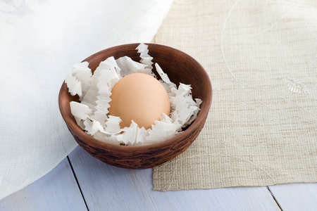 egg in ceramic plate の写真素材