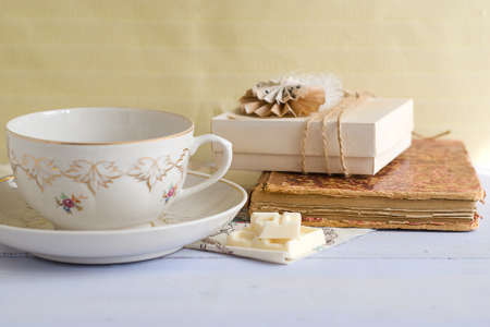 coffee-break with a book の写真素材