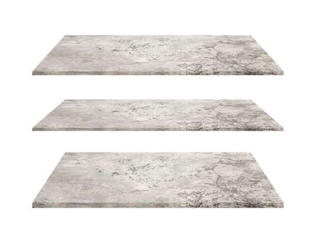 Concrete layer table, Counter top surface, Cement tile for display products isolated on white...