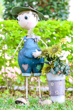 Dolls made ??of steel Standing in the grassの写真素材