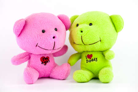 Happy all the time when we bought the doll for lovers.の写真素材