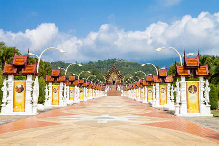 Pavilion is a very beautiful place located at Ratchaphruek Garden in Chiang Mai, Thailand.の写真素材