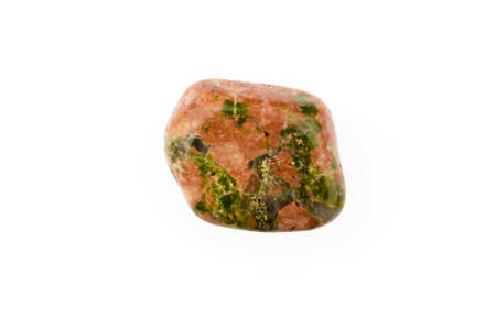 Unakite natural is multi-color gemstone on white backgroundの写真素材