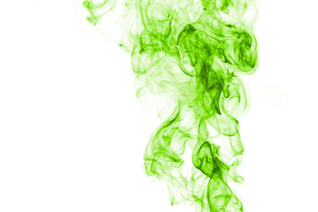 Green smoke on white backgroundの写真素材