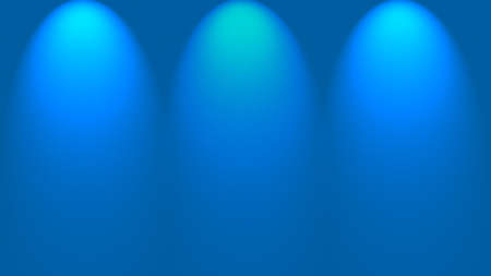 Three spotlights shining down onto sky blue wall, illustration.の写真素材