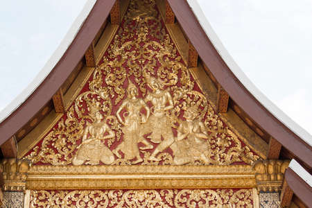 Wood carving at Wat Luang Prabang. Laos. It is a public place for everyone.の写真素材