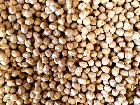 Dry chickpeas of golden color, background texture for marketsの写真素材