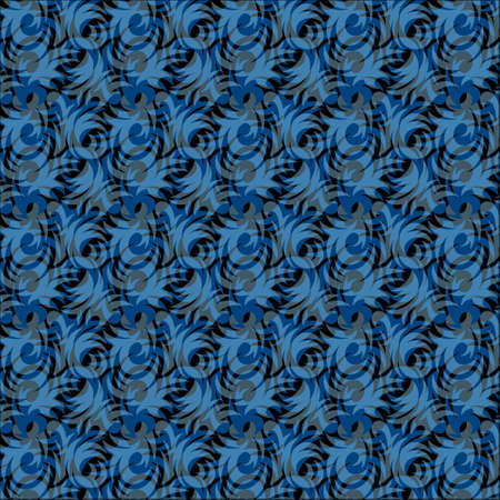 Blue and black flower background, original design for gift wrapping, factory productionのイラスト素材