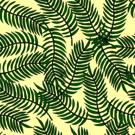 Seamless pattern, vector illustration, tropical palm leaves on a gentle background, design for...
