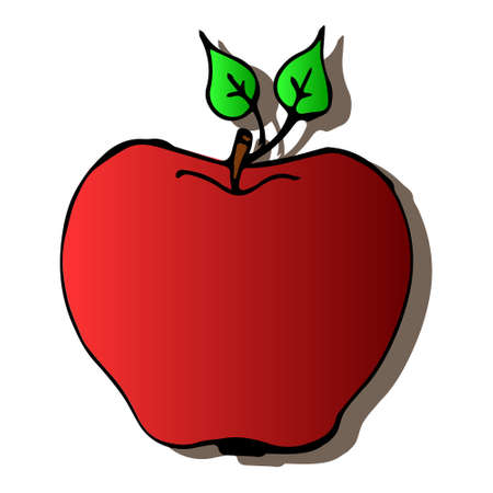 Vector illustration, banner, postcard, logo, red apple with shadow on a white background.のイラスト素材