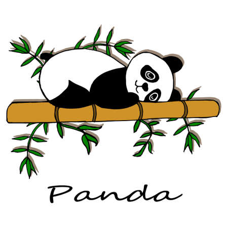 illustration, postcard, logo, poster on the theme of Africa, panda lies on bamboo with shadow, design for paperのイラスト素材