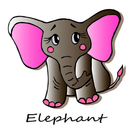 illustration, postcard, logo, poster on the theme of Africa, elephant with shadow, design for paperのイラスト素材