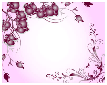 vector illustration, frame from lilac gradient orchids, for cards, invitations, textのイラスト素材